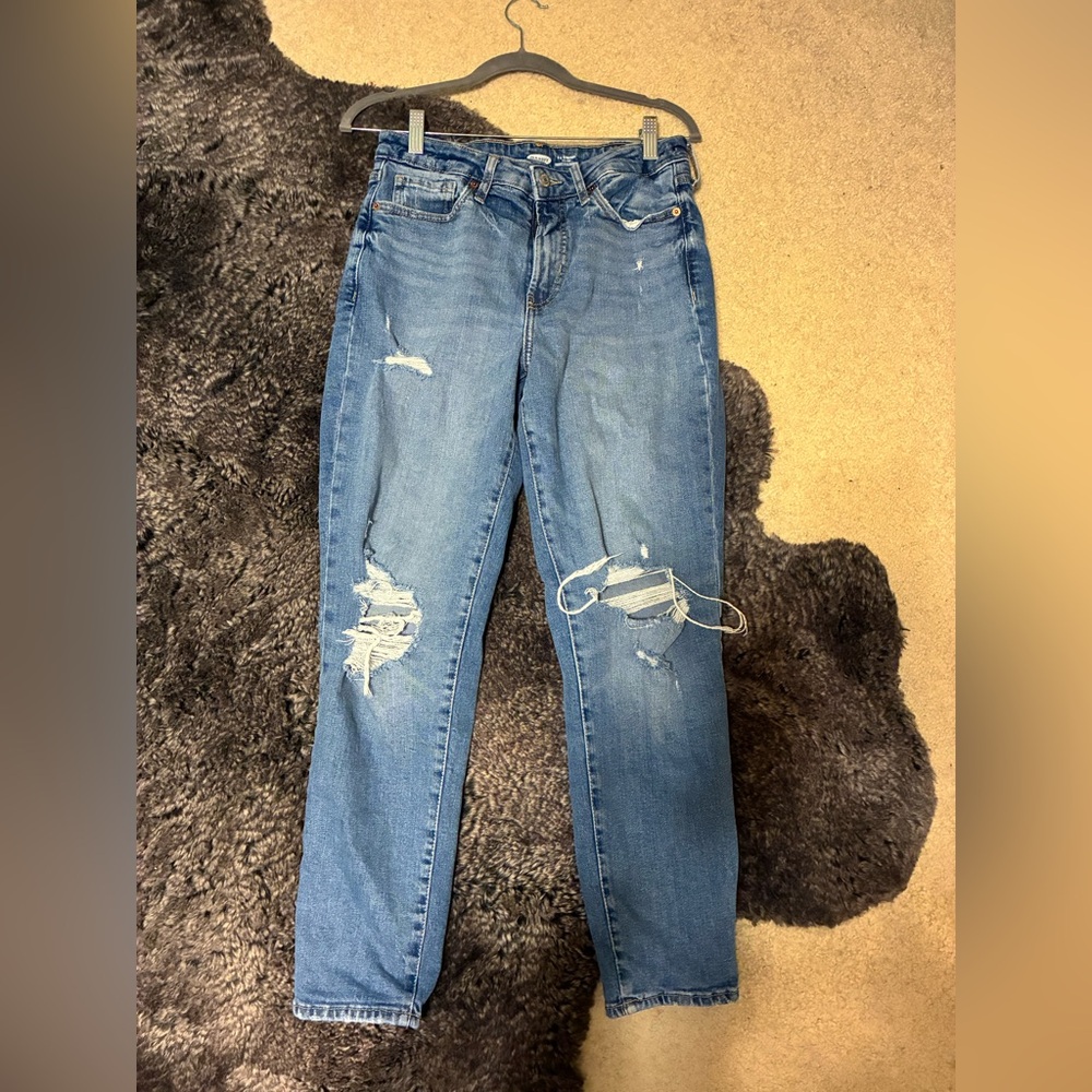 Old Navy Women's Distressed Skinny Jeans - Medium Blue